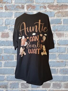 Auntie Can Bearly Wait Tee – Cute Bear Graphic – Plus Size 2XL